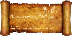 Milovanovics Círus névjegykártya